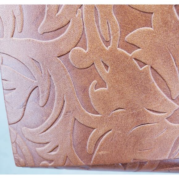 PORTLAND LEATHER GOODS Rancher Wallet Floral Embossed Tooled Leather in Brown - Picture 15 of 16